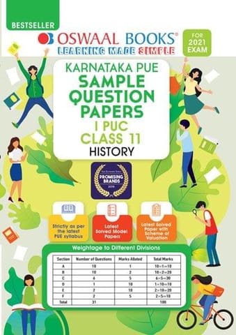 Oswaal Karnataka PUE Sample Question Papers I PUC Class 11 History Book (For 2021 Exam)