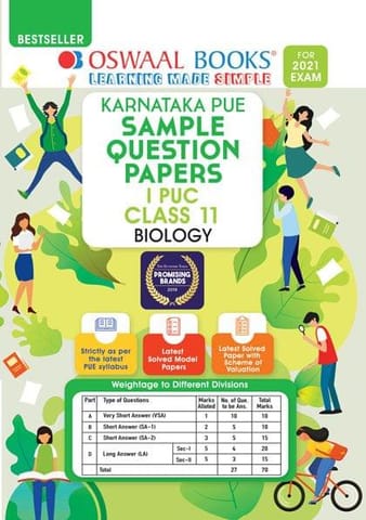 Oswaal Karnataka PUE Sample Question Papers I PUC Class 11 Biology Book (For 2021 Exam)