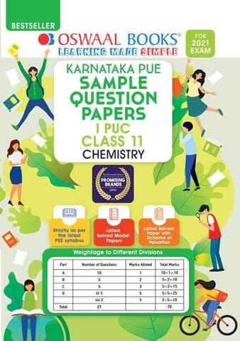 Oswaal Karnataka PUE Sample Question Papers I PUC Class 11 Chemistry Book (For 2021 Exam)