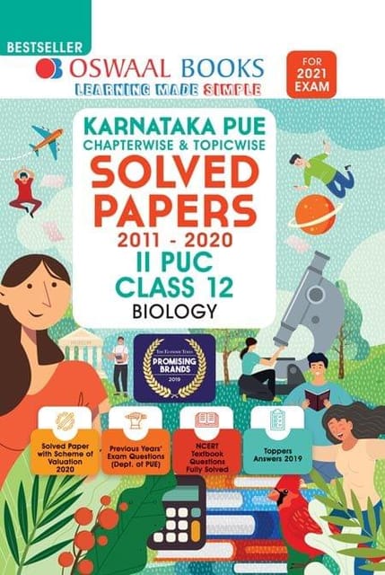 Oswaal Karnataka PUE Solved Papers II PUC Biology Book Chapterwise & Topicwise (For 2021 Exam)